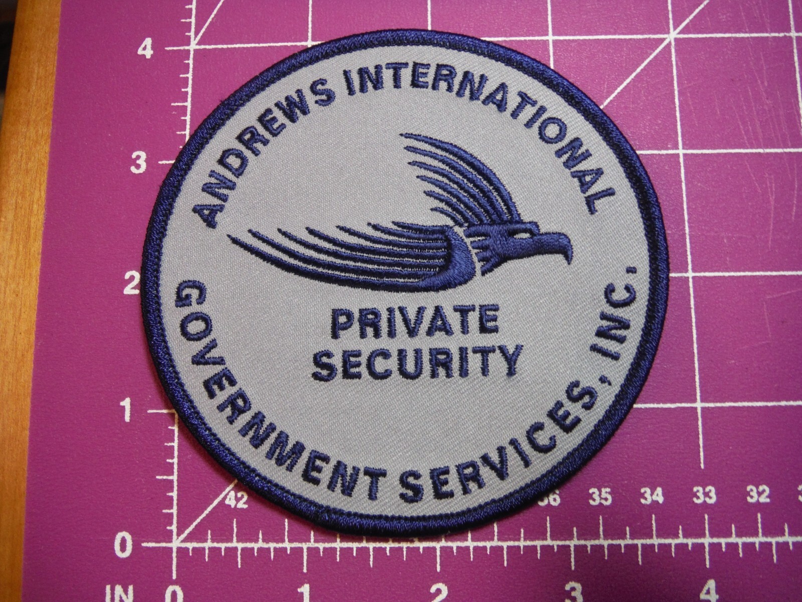 ANDREWS International Gov Security Services large 4" round patch-new