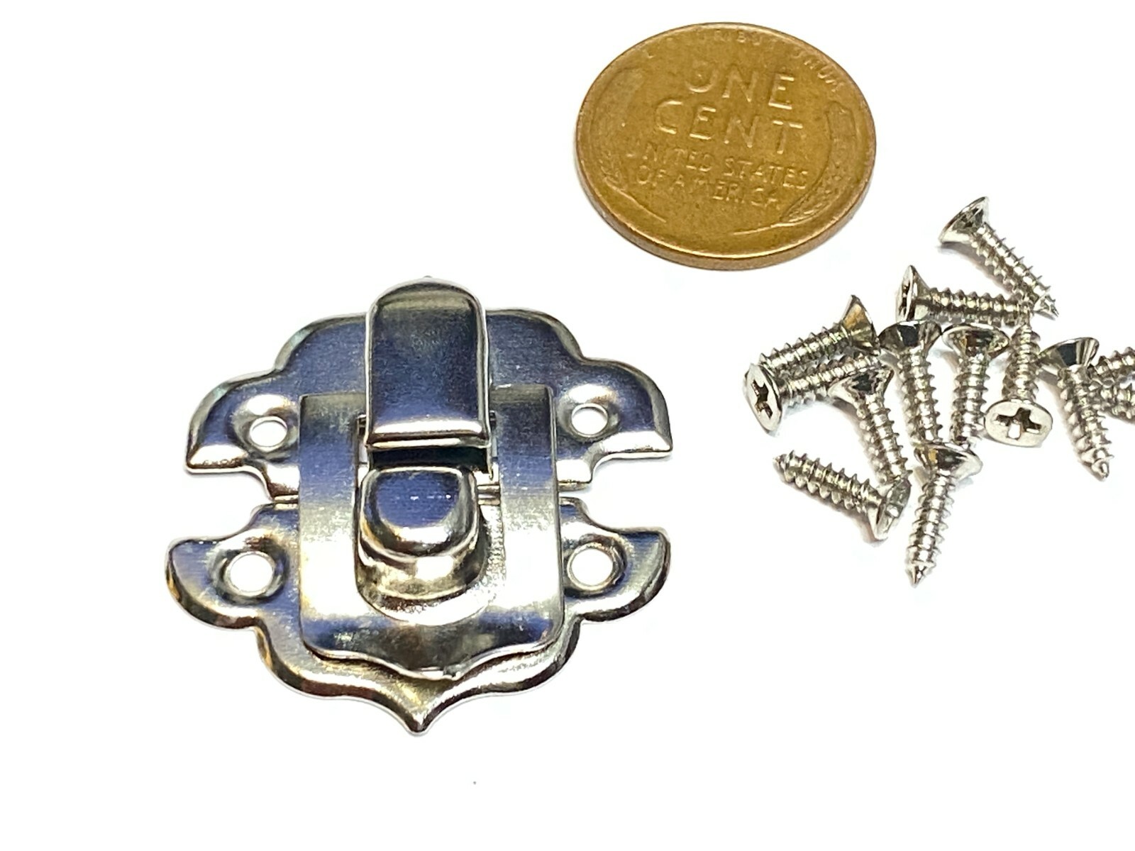 30mm x 15mm dollhouse Antique Silver latch Sets Box Case Lock hinge small E3