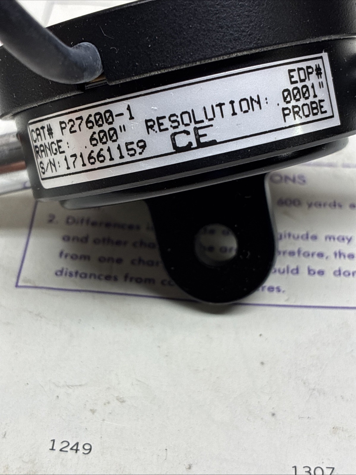 Starrett Probe/ for Remote Display P27600-1 NEW - 1" Digital Indicator .600