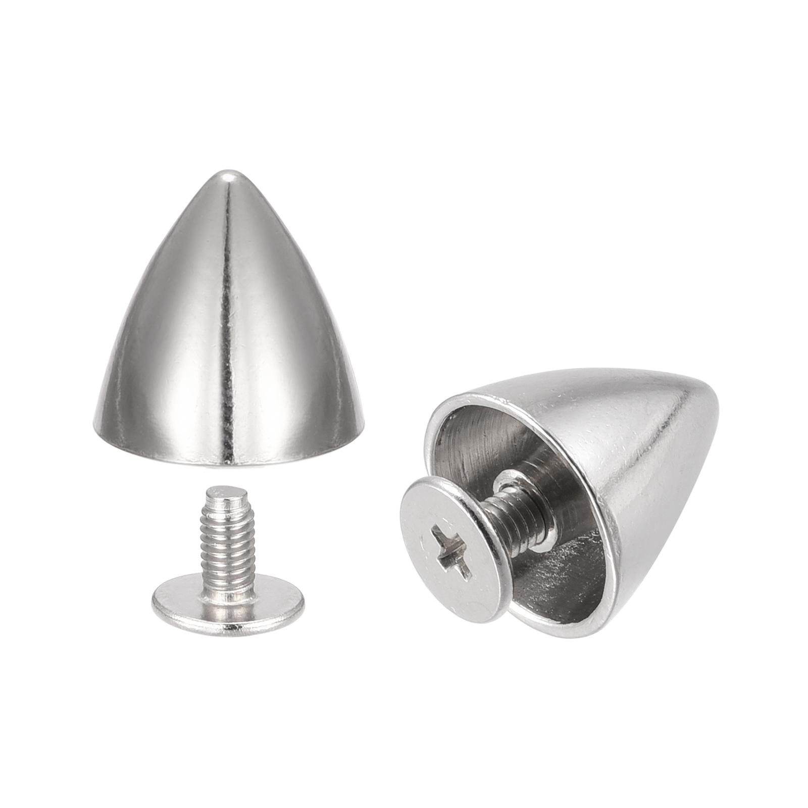 12x12mm Screw Back Rivets, 30 Cable Set Leather Studs Silver Tone