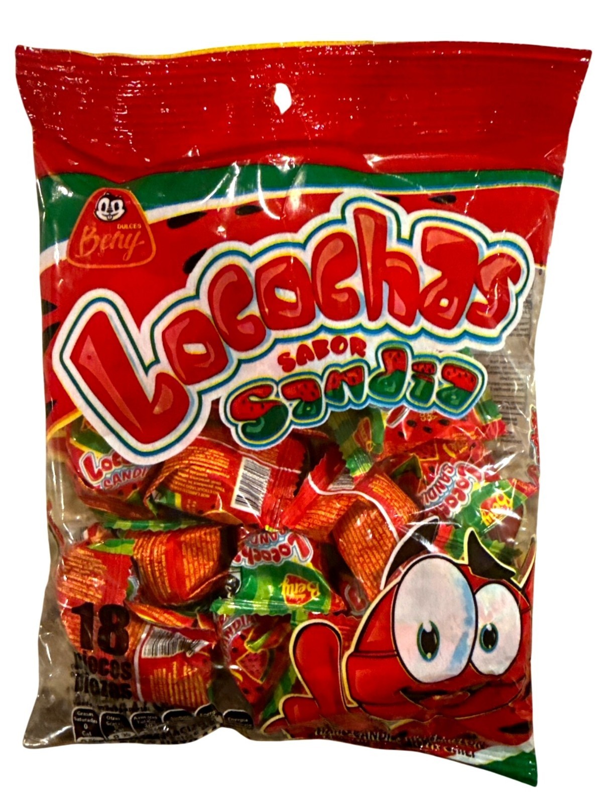 5.1oz/18ct Bag BENY LOCOCHAS Sabor Sandia Hard Candy Watermelon Fruity Flavor