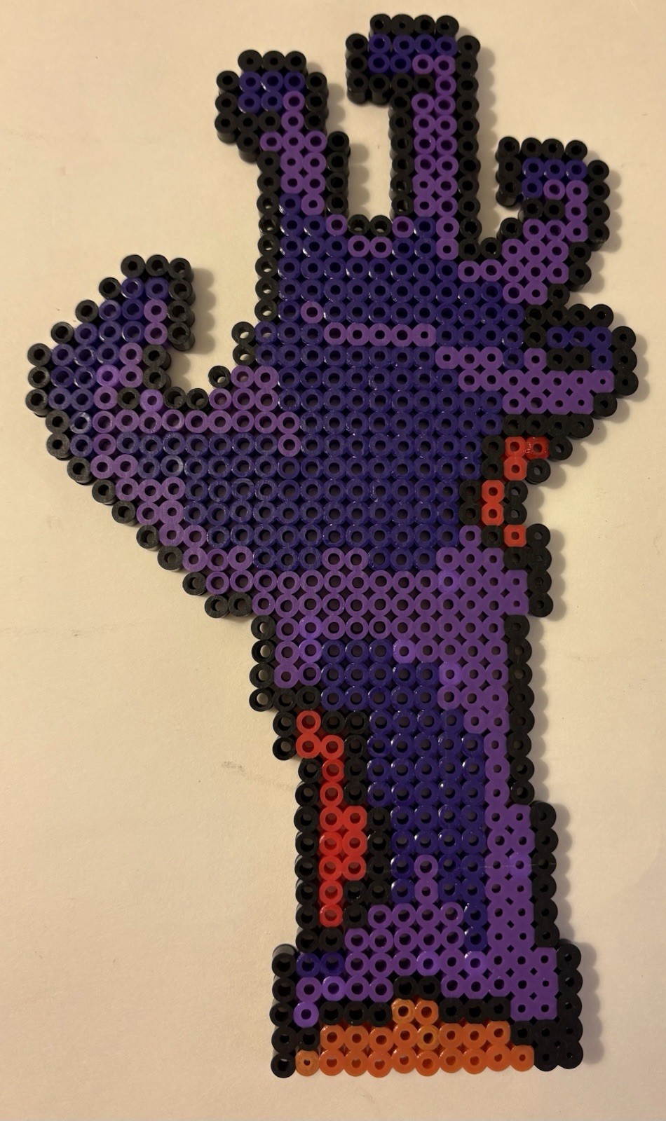 Zombie Hand Purple Horror Undead Perler Bead Pixel Art Handmade 9"x5.25"