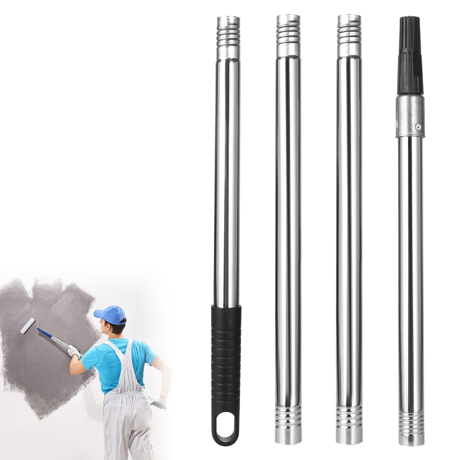 Extension Pole 1.3-4.8 ft Long Paint Roller Telescopic Extendable Poles Multi...
