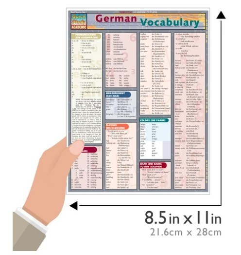 Quick Study Bar Chart German Vocabulary Laminated Reference Guide