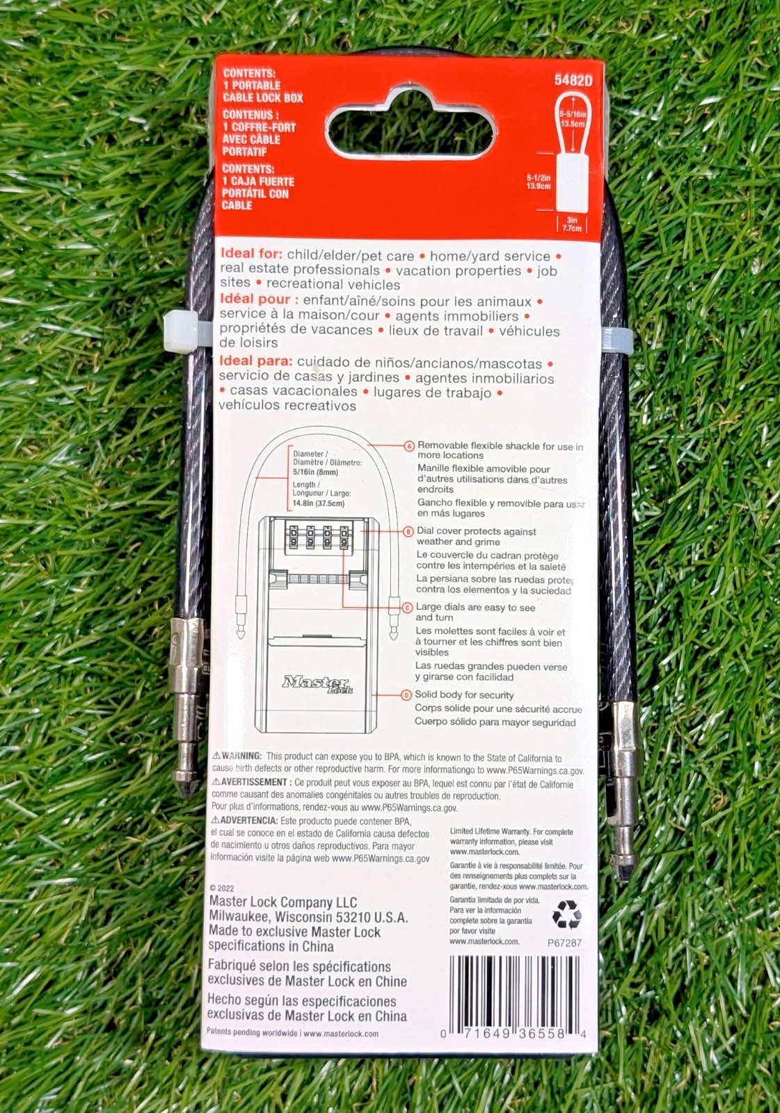 **NEW** Master Lock 5482D Portable Cable Lock Box (P67287)