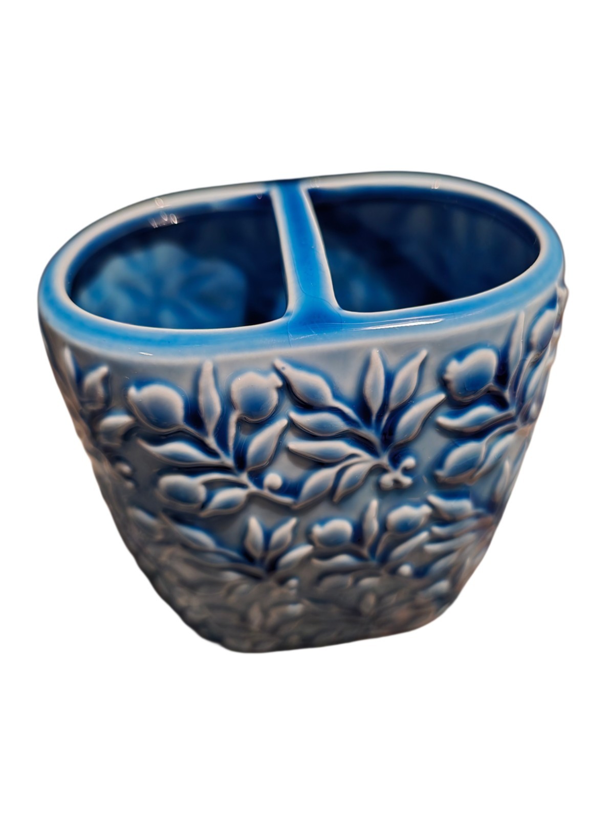 William Morris & Co Bathroom Vanity 3pc Ceramic Accessory Set Blue Floral - NWT