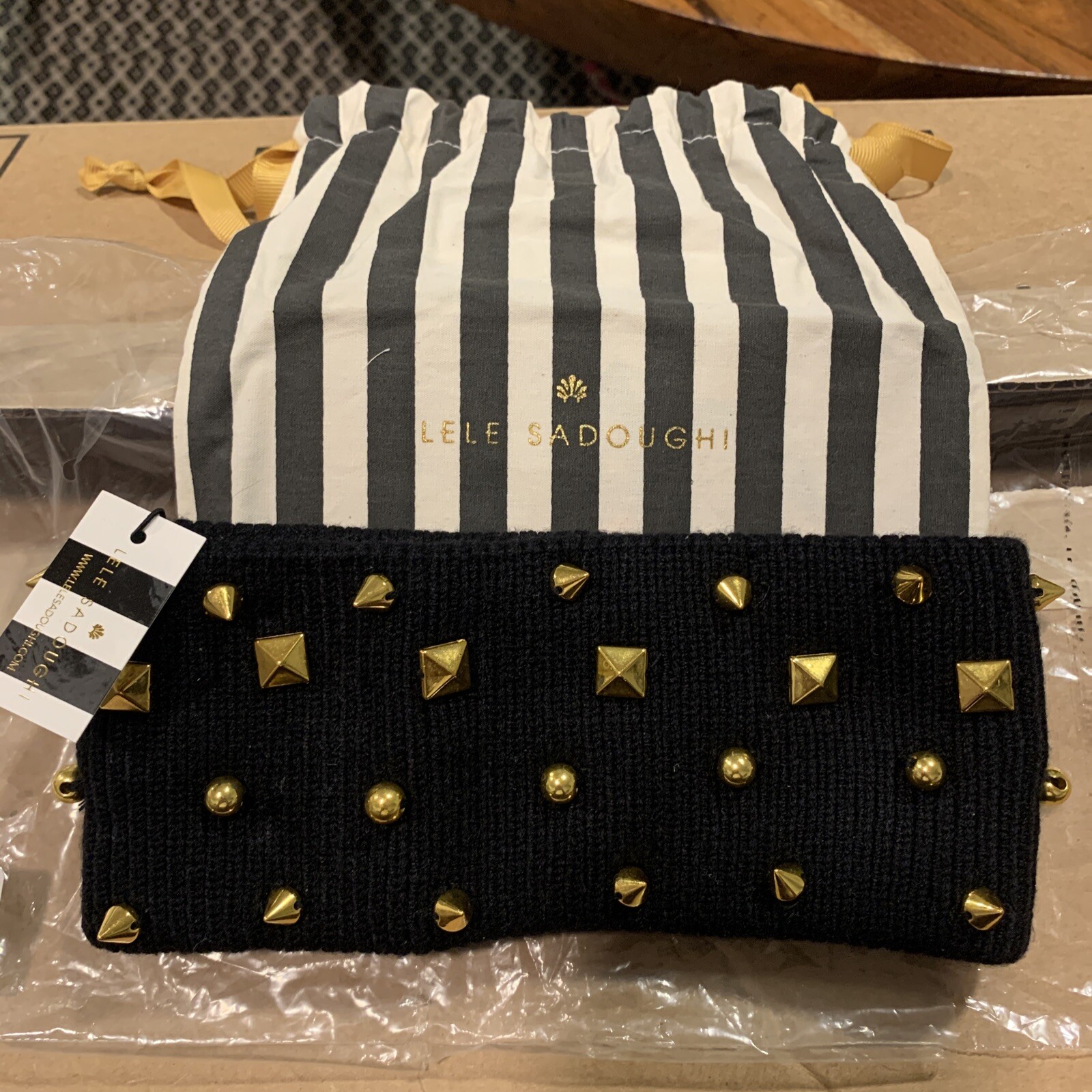 New With Tags And Bag Lele Sadoughi Women's Studded Ear Warmer (O/S, Black)