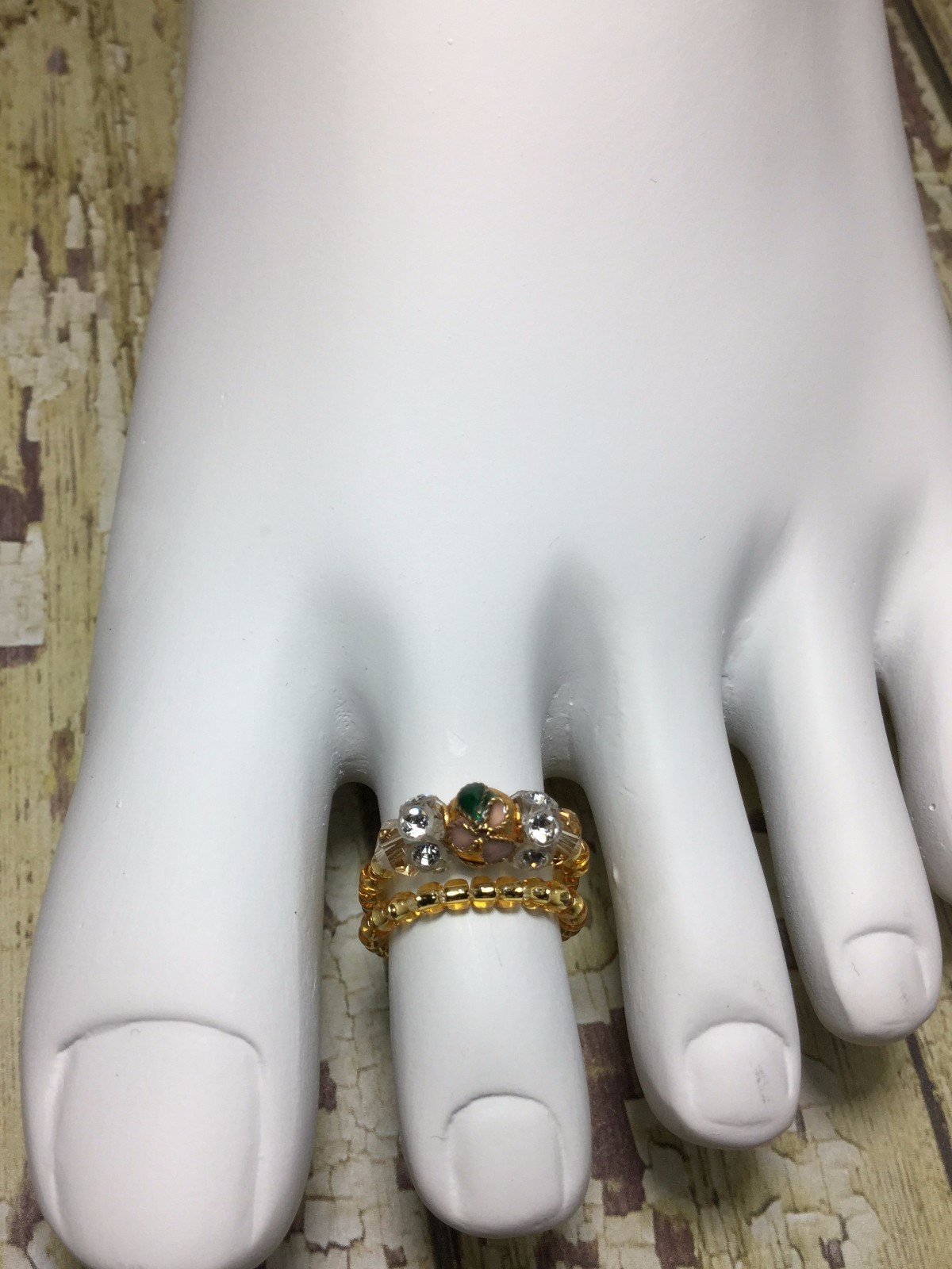 Handmade Healing Stretch Crystal Toe Rings W/Swarovski Crystal Elements USA