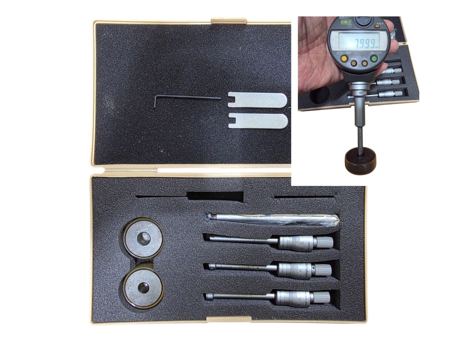 Mitutoyo 368-901 6-12mm 0.001m 3-Point Bore Micrometer Setting Ring Set