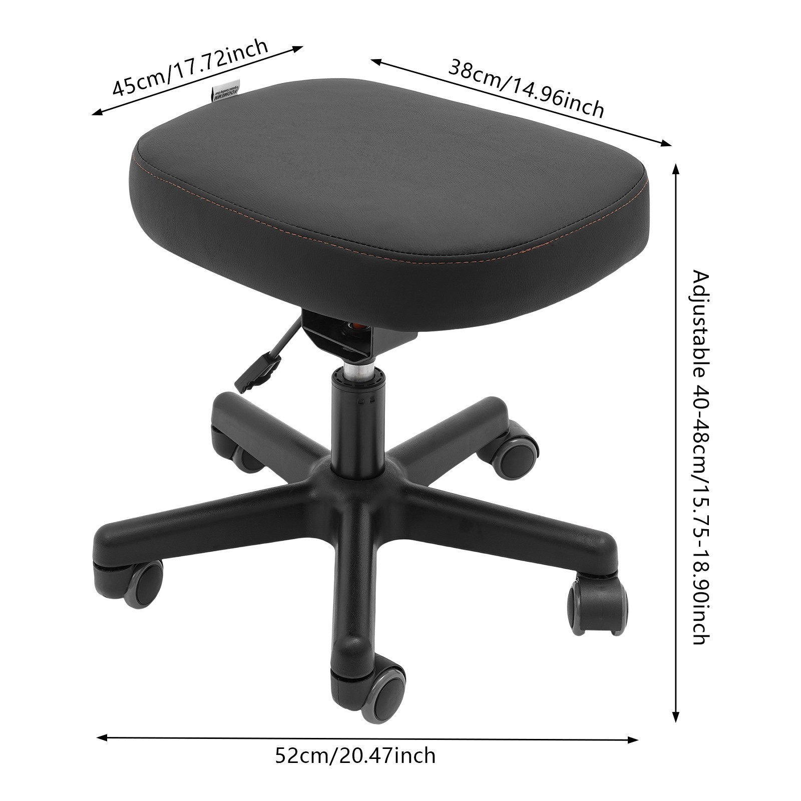 Ergonomic Foot Stool with Wheels, 360° Rolling Foot Stool for Home Office, Adjus