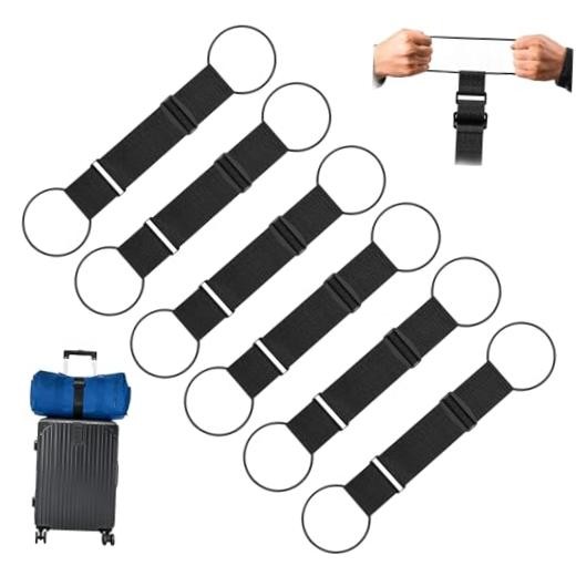 6PCS Multi Use Strong Adjustable Luggage Connector Straps, Add a Bag 6black