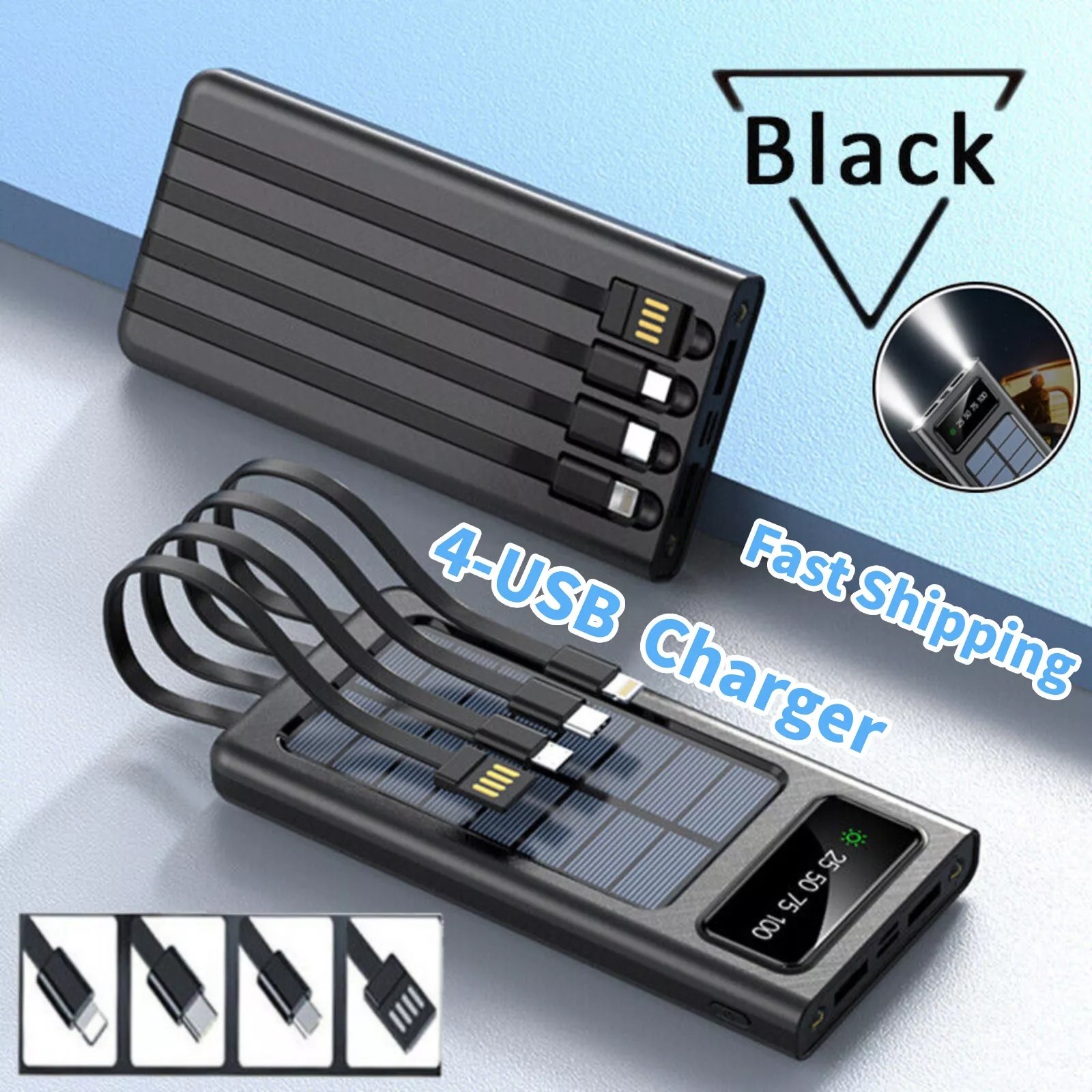100000mAh Power Bank External Battery Backup Fast Charger for Cell Phone US