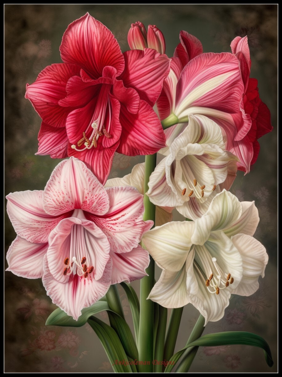 Amaryllis - Chart Counted Cross Stitch Patterns Needlework DIY DMC Color 14 ct