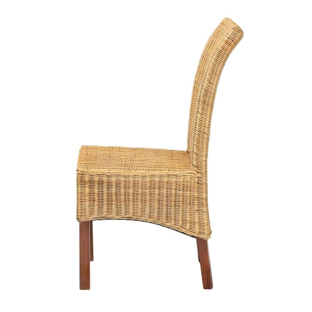 Baxton Studio Shamara Bohemian Natural Rattan and Mahogany Wood Dining Chair