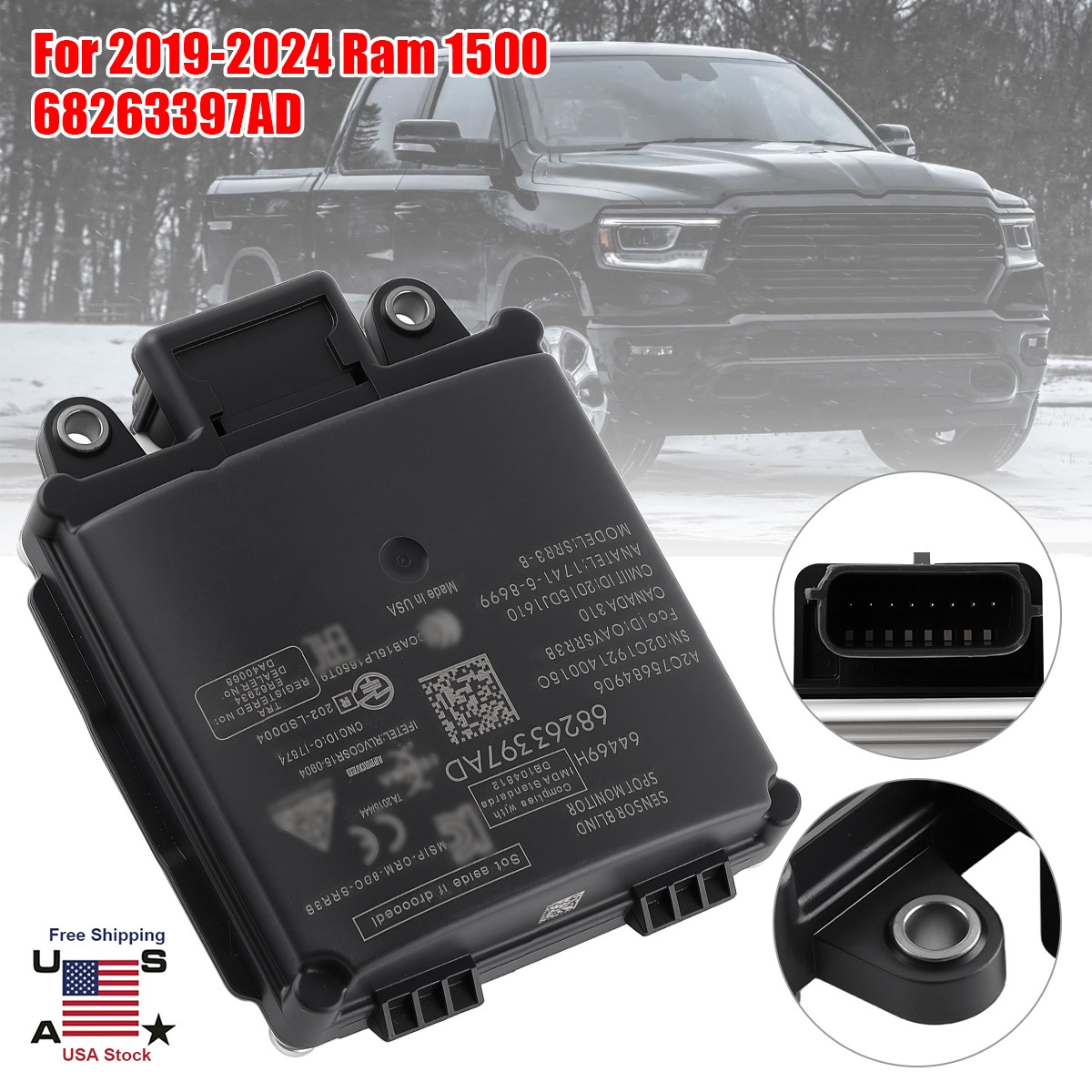 OEM Blind Spot Monitor Module For 2019-2024 Ram 1500 2500 3500 68263397AD