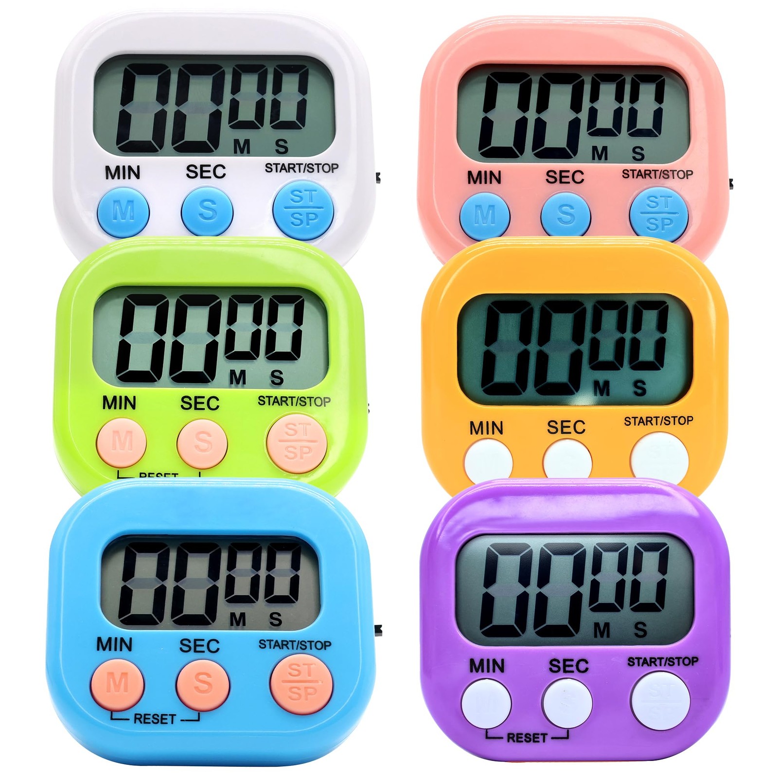 6 Pack Multi-Function Electronic Timer - Kitchen Timer,Magnetic Digital Timer...