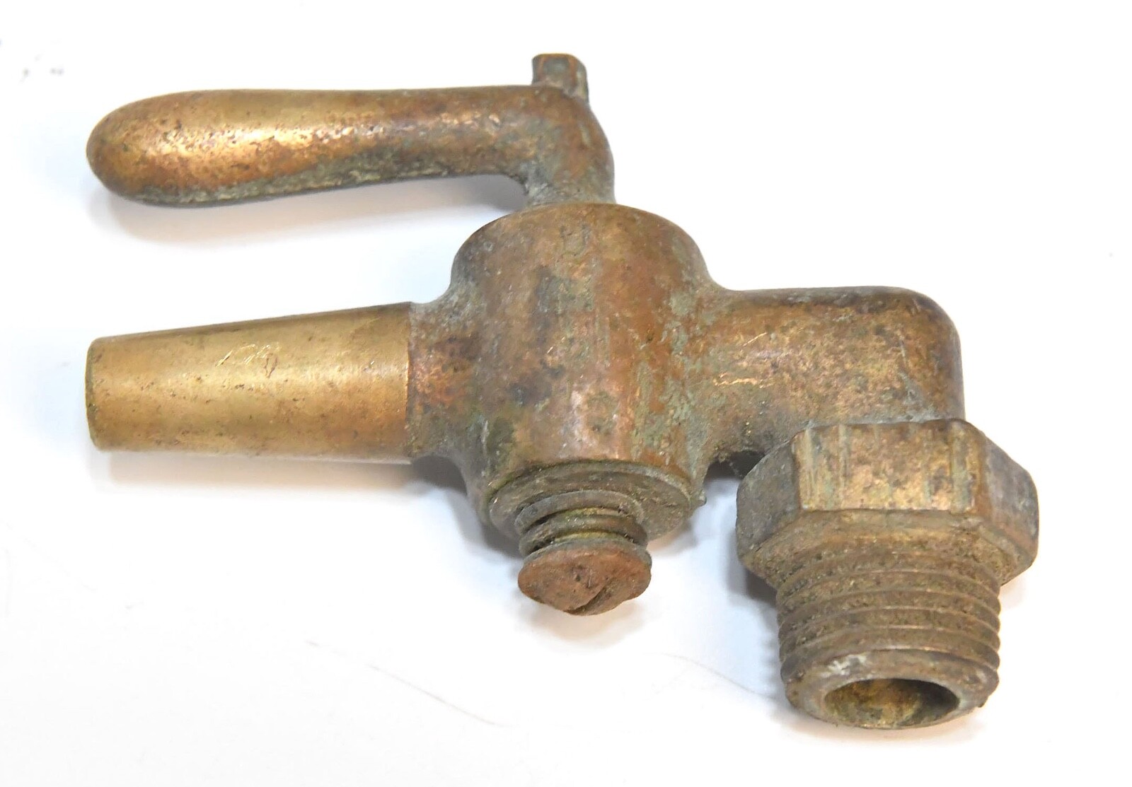 LARGE VINTAGE BRASS BUNG HOLE SPIGOT FAUCET VALVE STEAMPUNK