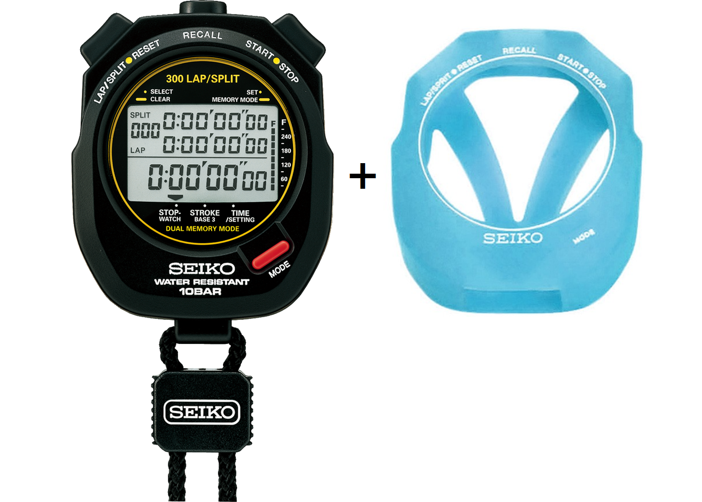 SEIKO Stopwatch SVAS009 Swimming Master & Blue/Yellow Silicon Case Set 10ATM