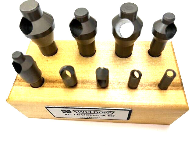 WELDON 2C 82 DEG 9 PIECE ZERO FLUTE COUNTERSINK SET PILOTED 99036-94-W-SET