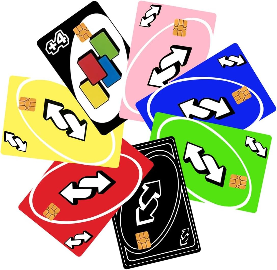7 Pack UNO Reverse Card Credit Card Skin - Debit Card Sticker Decal Cover Meme