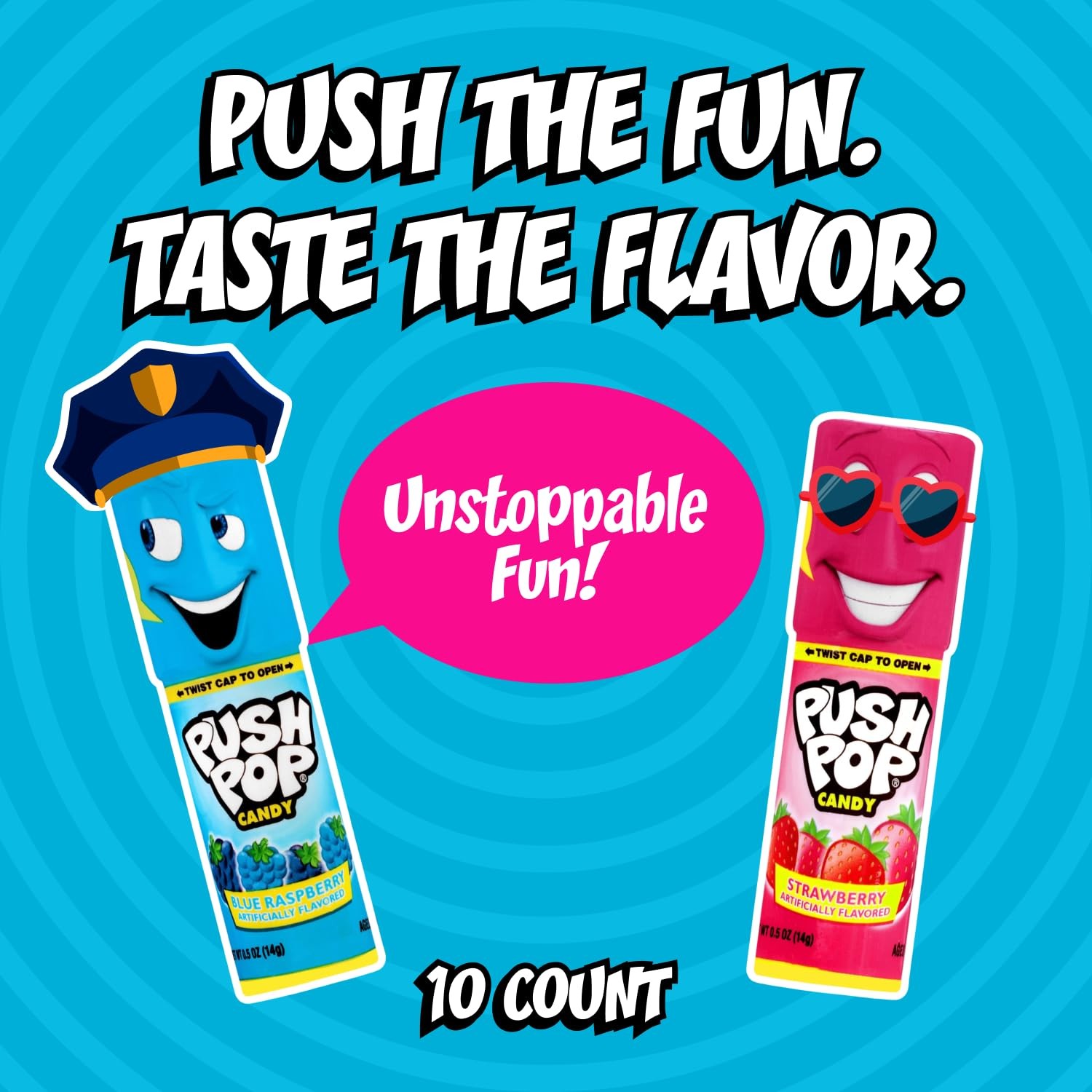 Push Pop Lollipops Hard Candy Variety Pack Lollipops Individually Wrapped 10ct