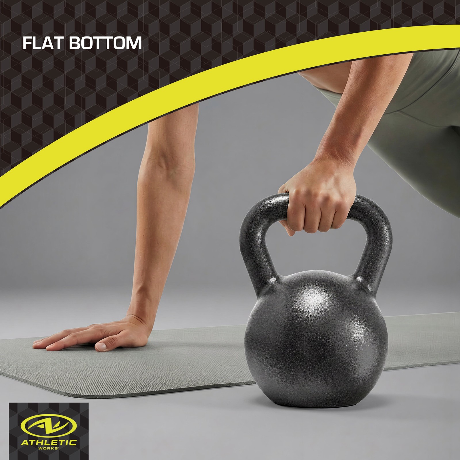 50lb Kettlebell Casting Iron Durable Black Hammertone Finish Black