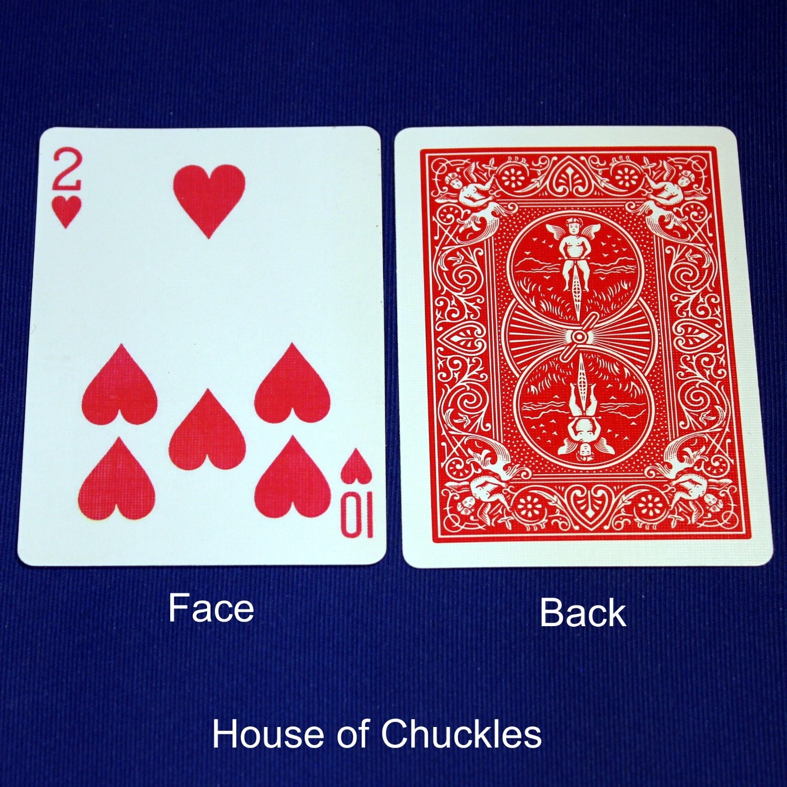 2 of Hearts / 10 of Hearts - Half Horizontal, Bicycle Printed Gaff Card, Red