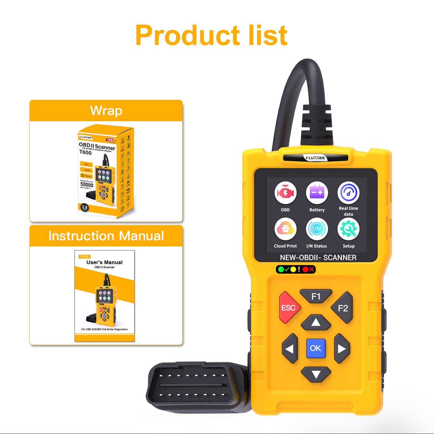 Automotive OBD2 Scanner Diagnostic Tool Check Engine Code Reader Battery Tester