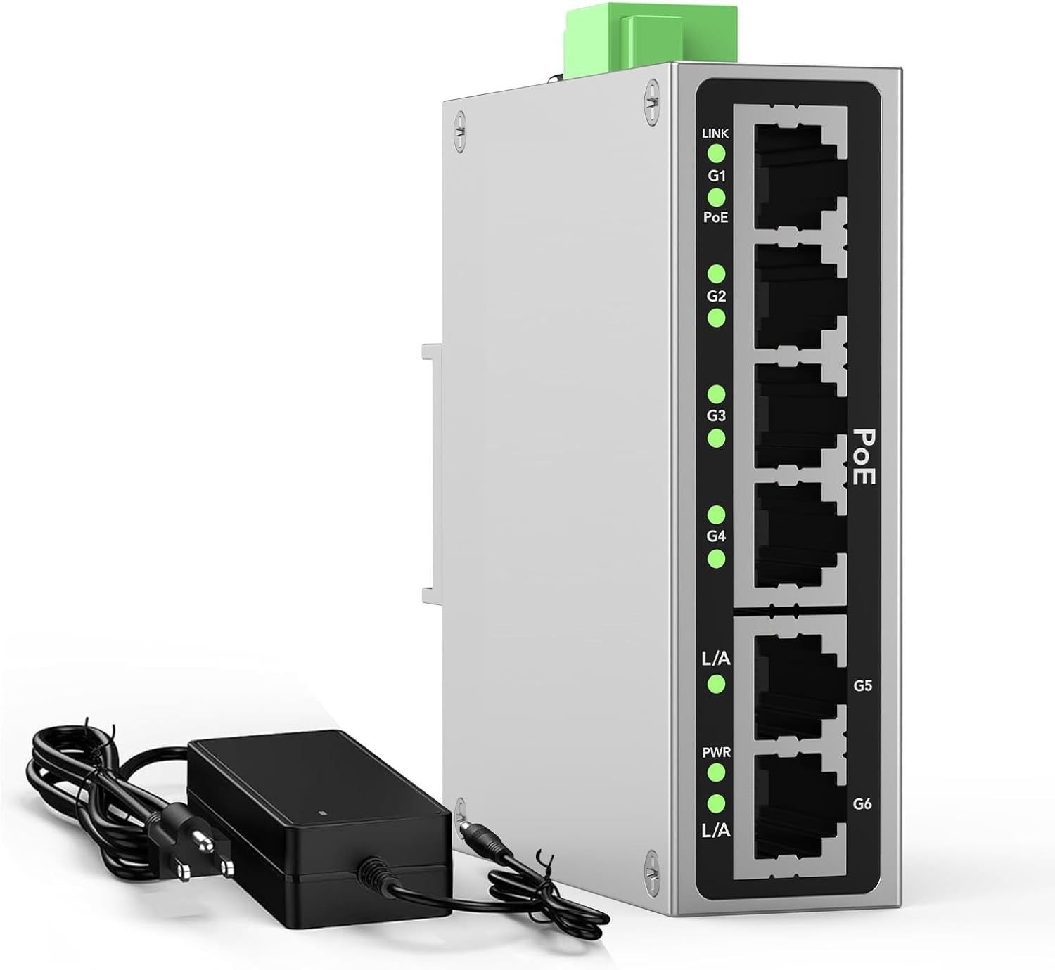 Industrial 4P Full Gigabit POE+ Switch w/Industrial DIN-Rail 2G Uplink Port 60W