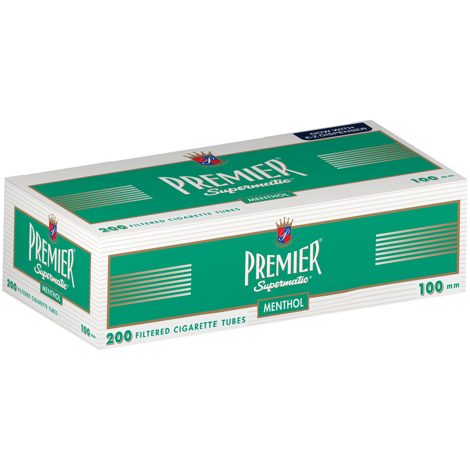 Premier Menthol Cigarette Filter Tubes - 100mm Size (1 Box of 200 Tubes)
