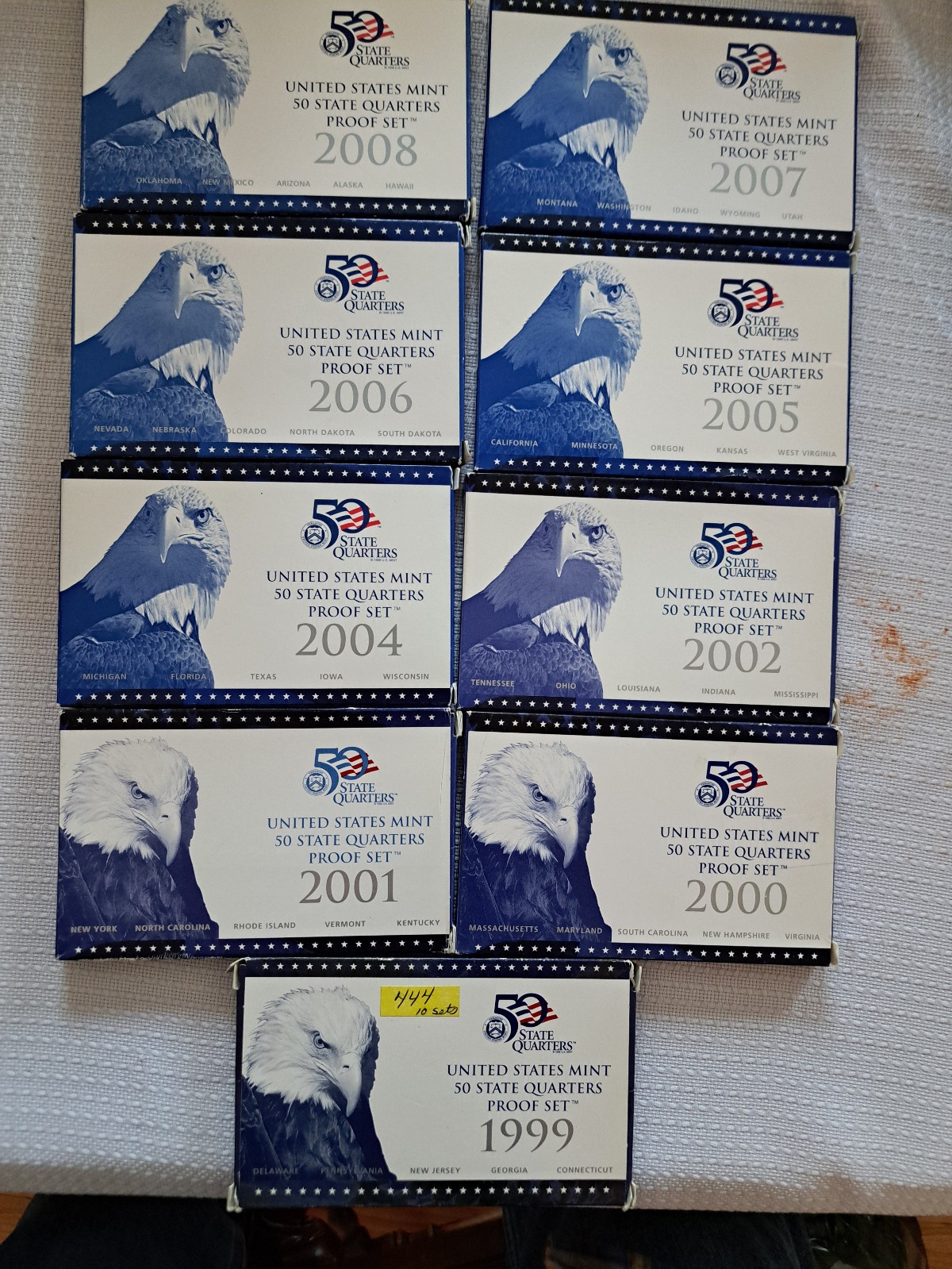 1999-2002, 2004-2008 State Quarters Proof Sets