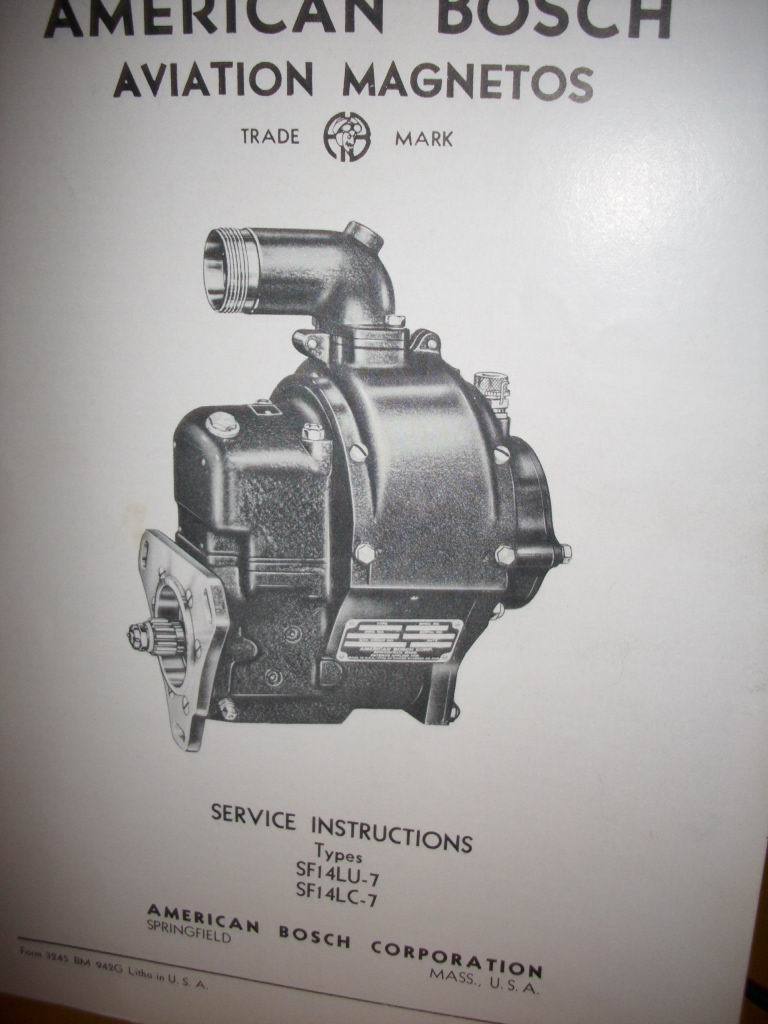 American Bosch Magneto SF14LU-7 and SF14LC-7 Service Instructions Booklet