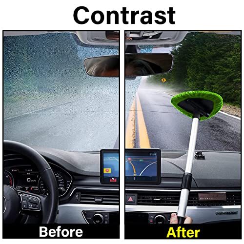 Windshield Cleaning Tool, Car Window Cleaner with 4 Washable Reusable