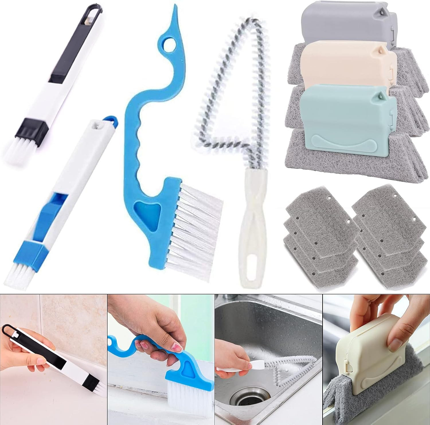 Window Track Cleaner Tool Set, 13 Pcs Magic Window Sill Cleaning Tools Kit with
