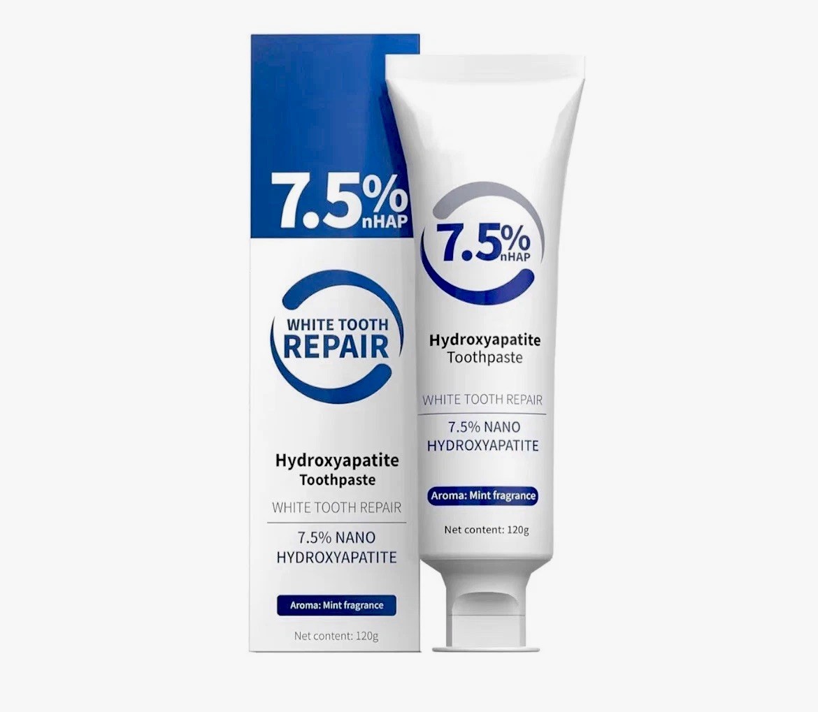 (2) 7.5% nHAP White Tooth Repair Hydroxyapatite Toothpaste (Mild Mint) 4.23oz Ea