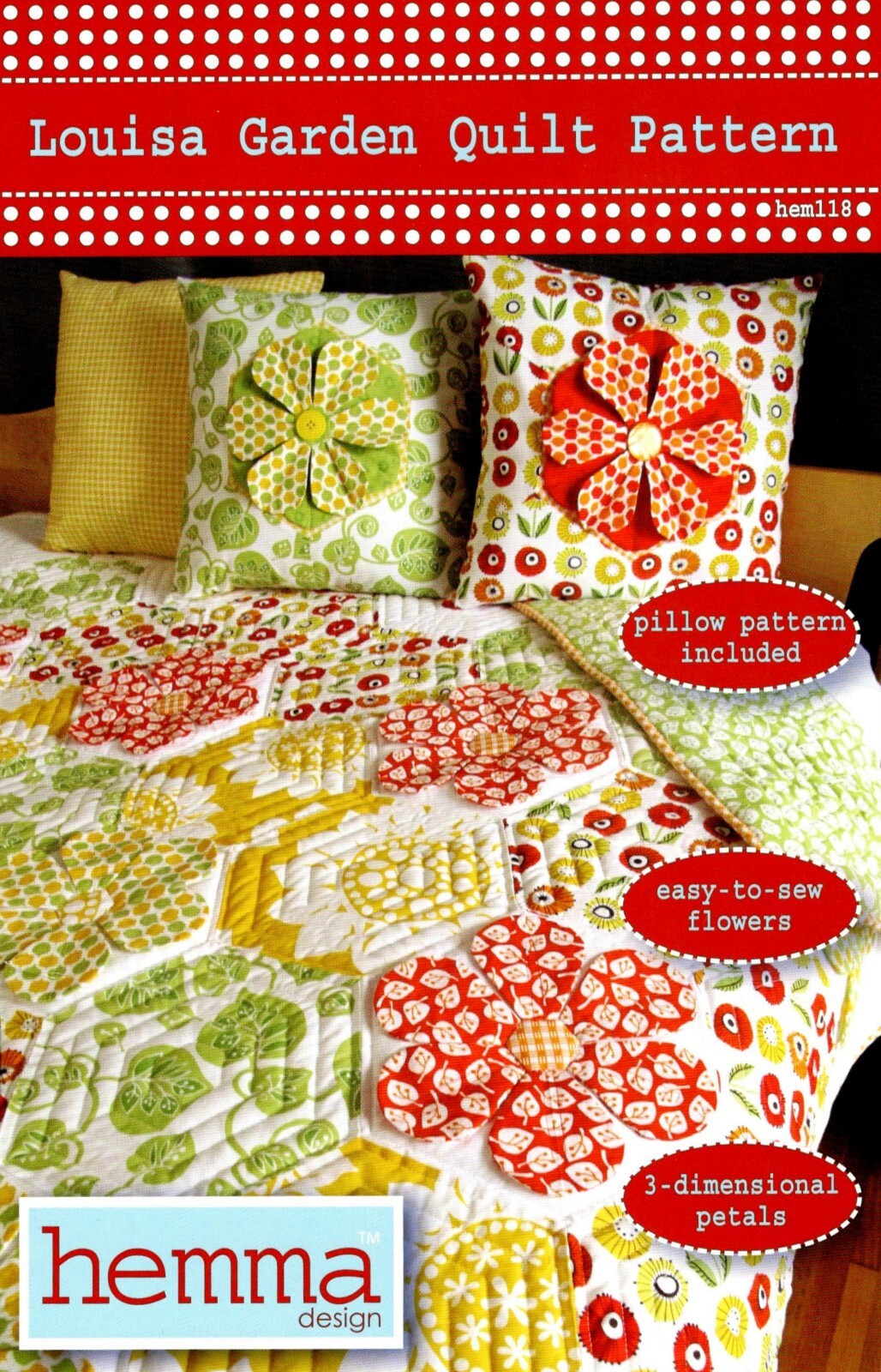 Louisa Garden Quilt & Pillow Pattern by Hemma Design