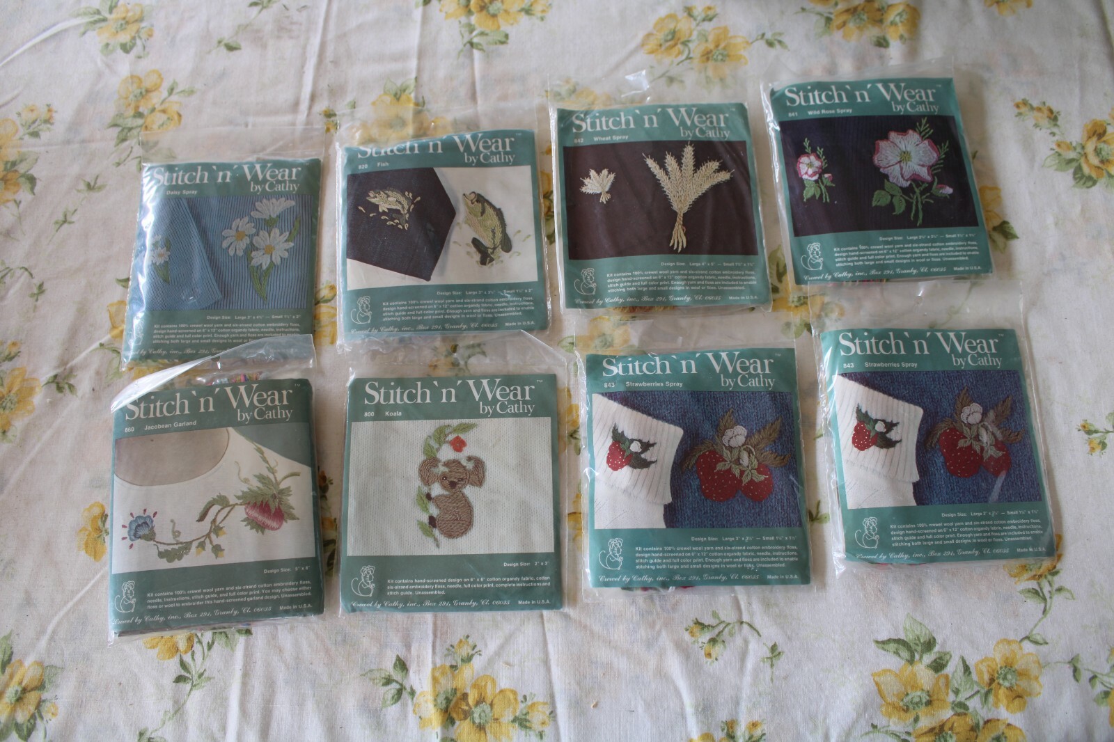 NOS Lot of 8 Stitch-n-Wear by Cathy Embroidery w/Crewel Wool