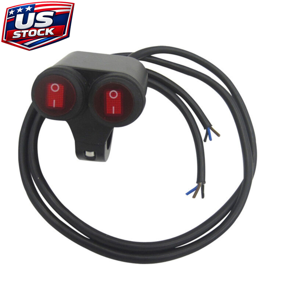7/8 inch 22mm Motorcycle Handlebar Dual Light Switch 12V Fog Spot Headlight CNC