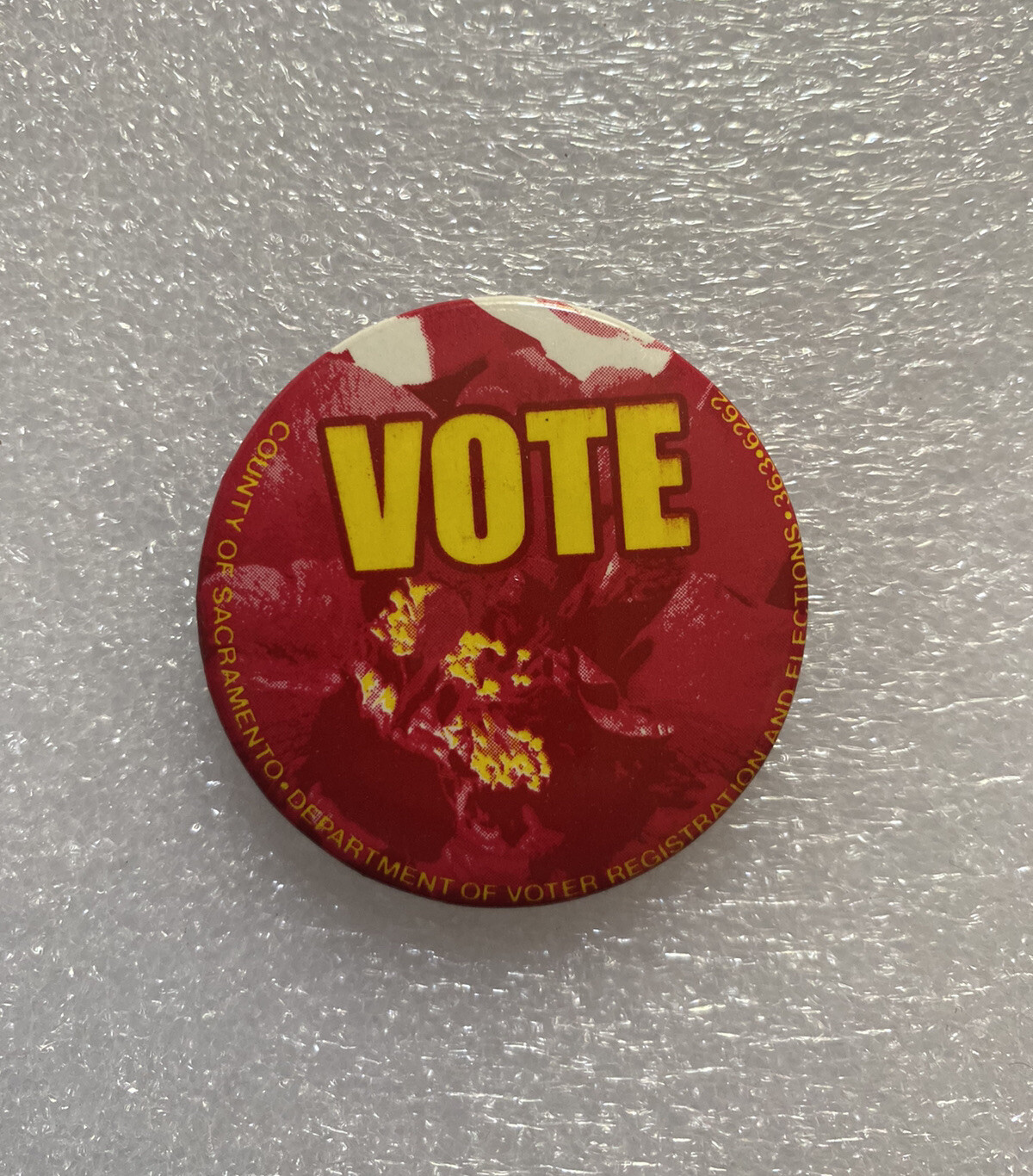 VOTE Sacramento County Department of Voter Registration & Elections Pin Button