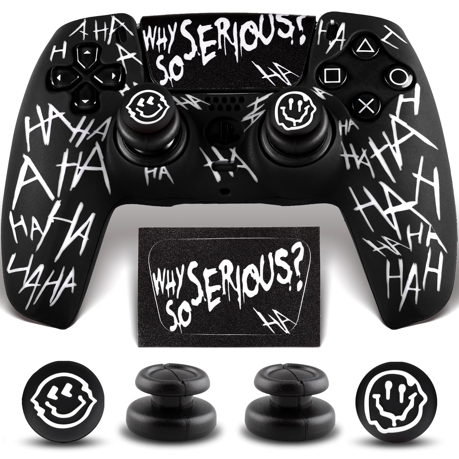 SoAegis Anti-Slip Controller Skin Kit, with 2 Thumb Grip Cover & Black&White