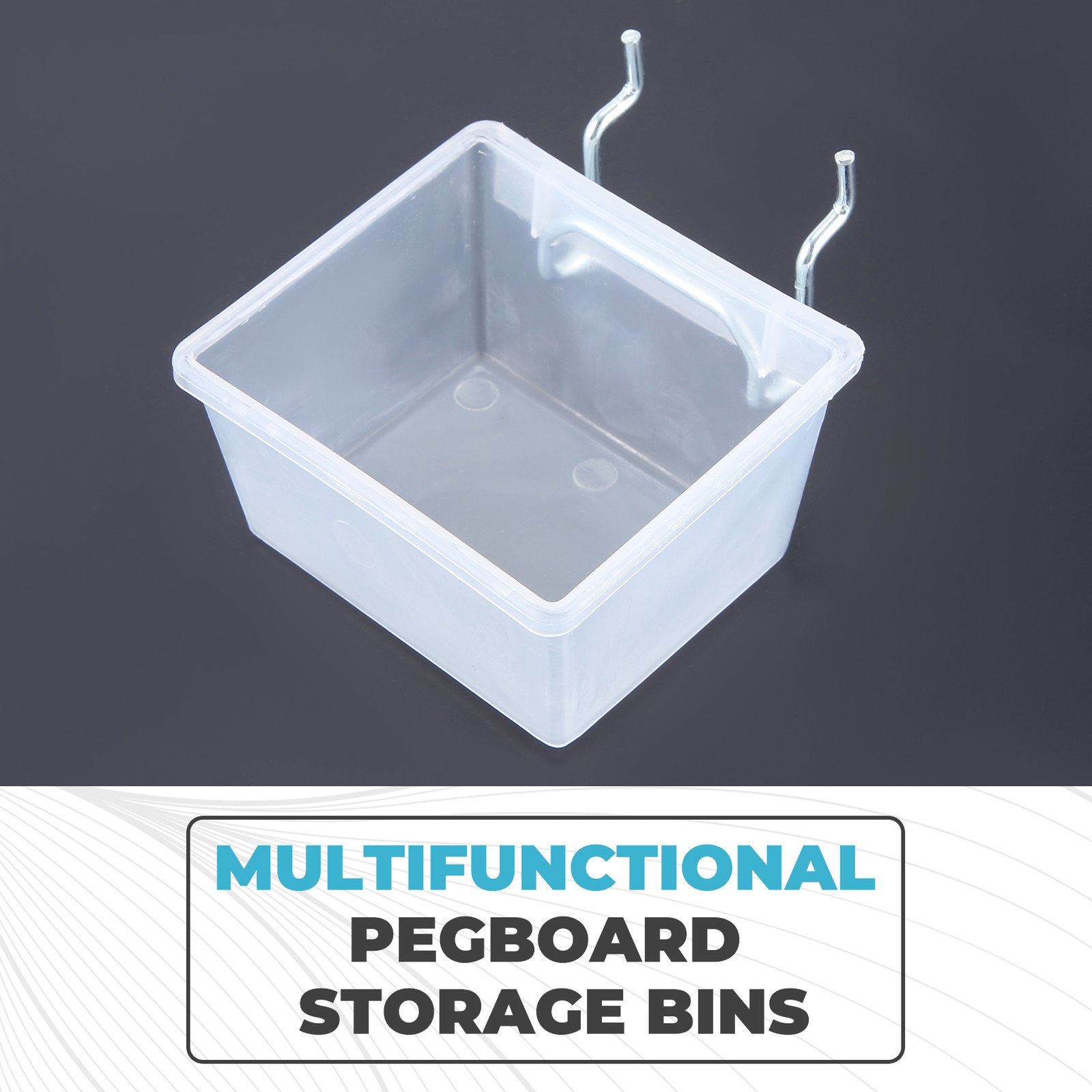 6 Pack Pegboard Clear Bins, Pegboard Bins Hooks, DIY Pegboard Accessories,4475