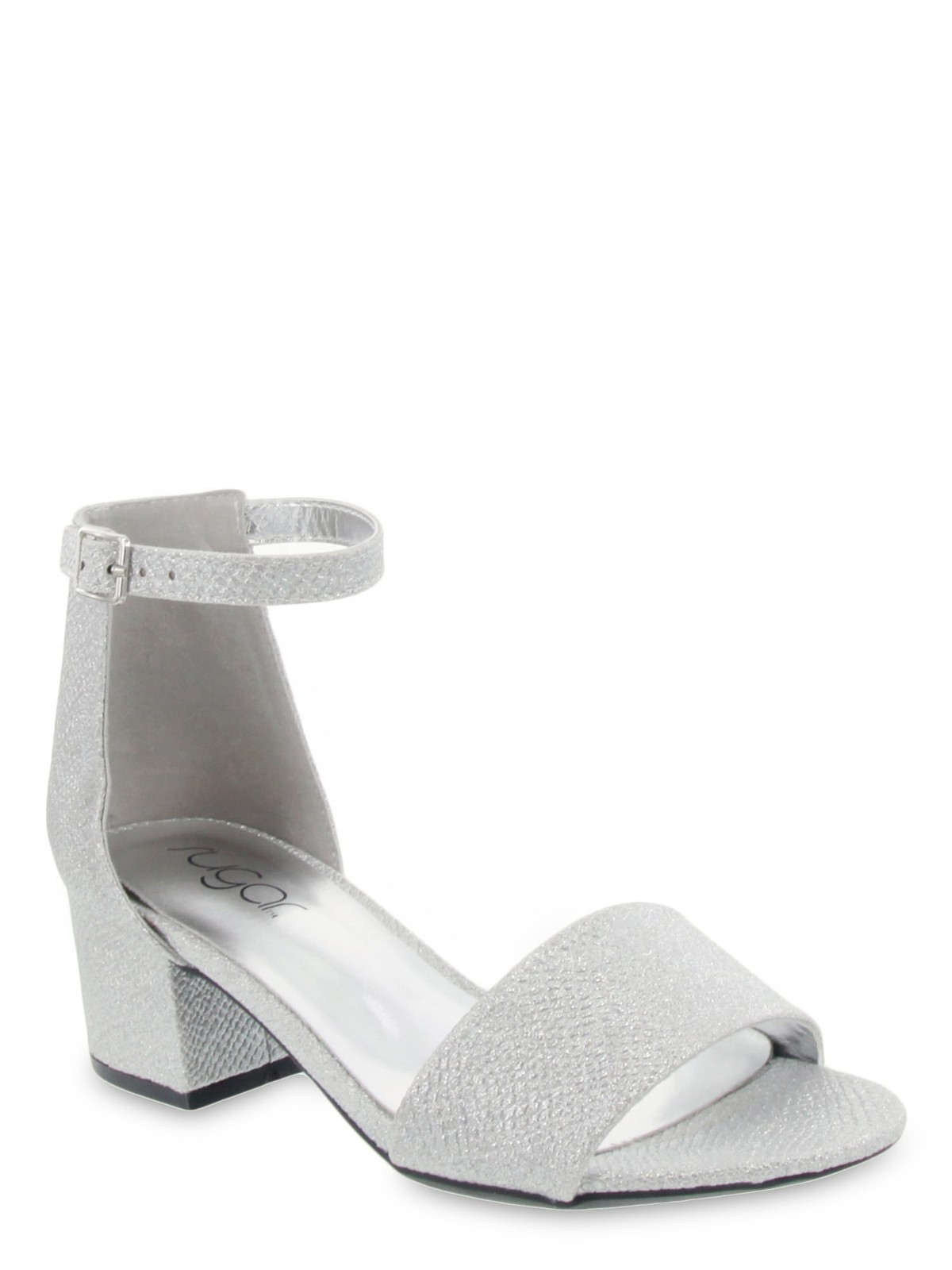 SUGAR Womens Silver Glitter Glitter Noelle Round Toe Buckle Dress Sandals 8 M