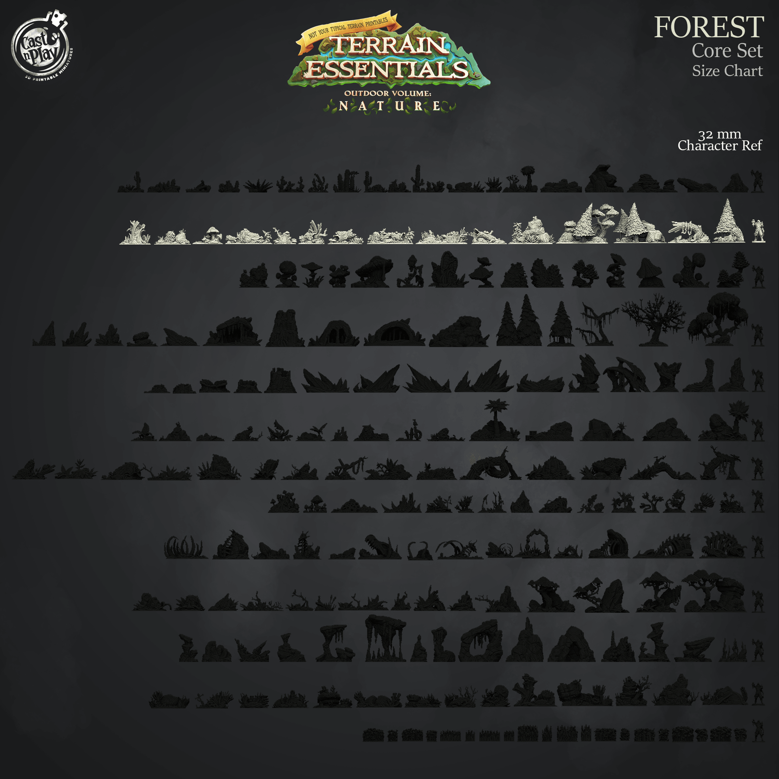 3D Printed Cast n Play Forest Core Set Forest Terrain Set Terrain Essentials