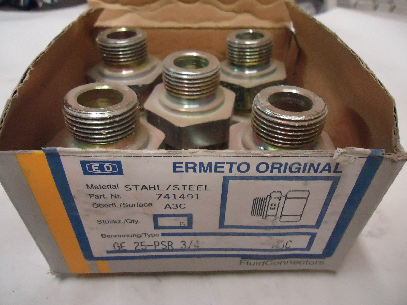 PARKER ERMETO GE 25-PSR 3/4 741491 FITTINGS (Lot of 5)