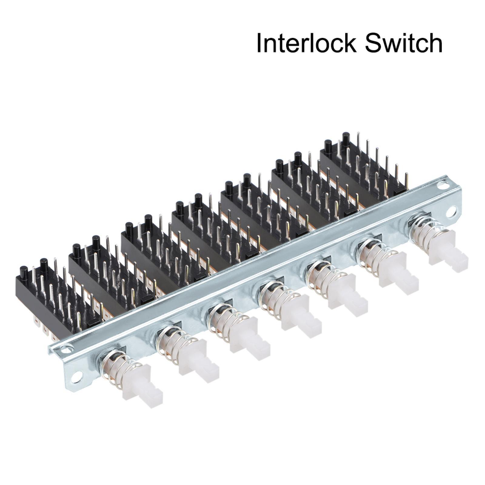 Interlock Push Button Switch Piano Type 4PDT 12 Pin 7 Row