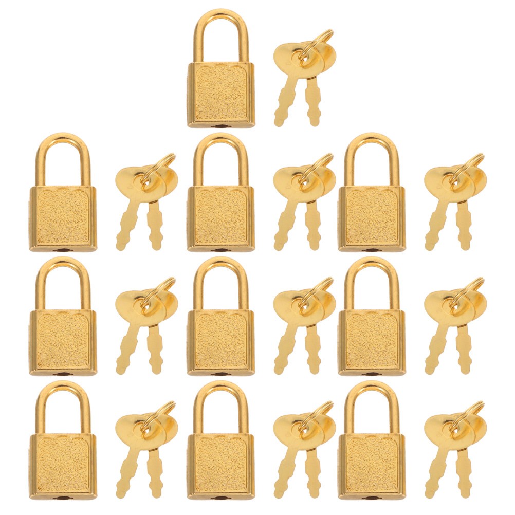 10 Sets Small Lock Key Lockable Diary Book Backpack Padlock for Suitcase