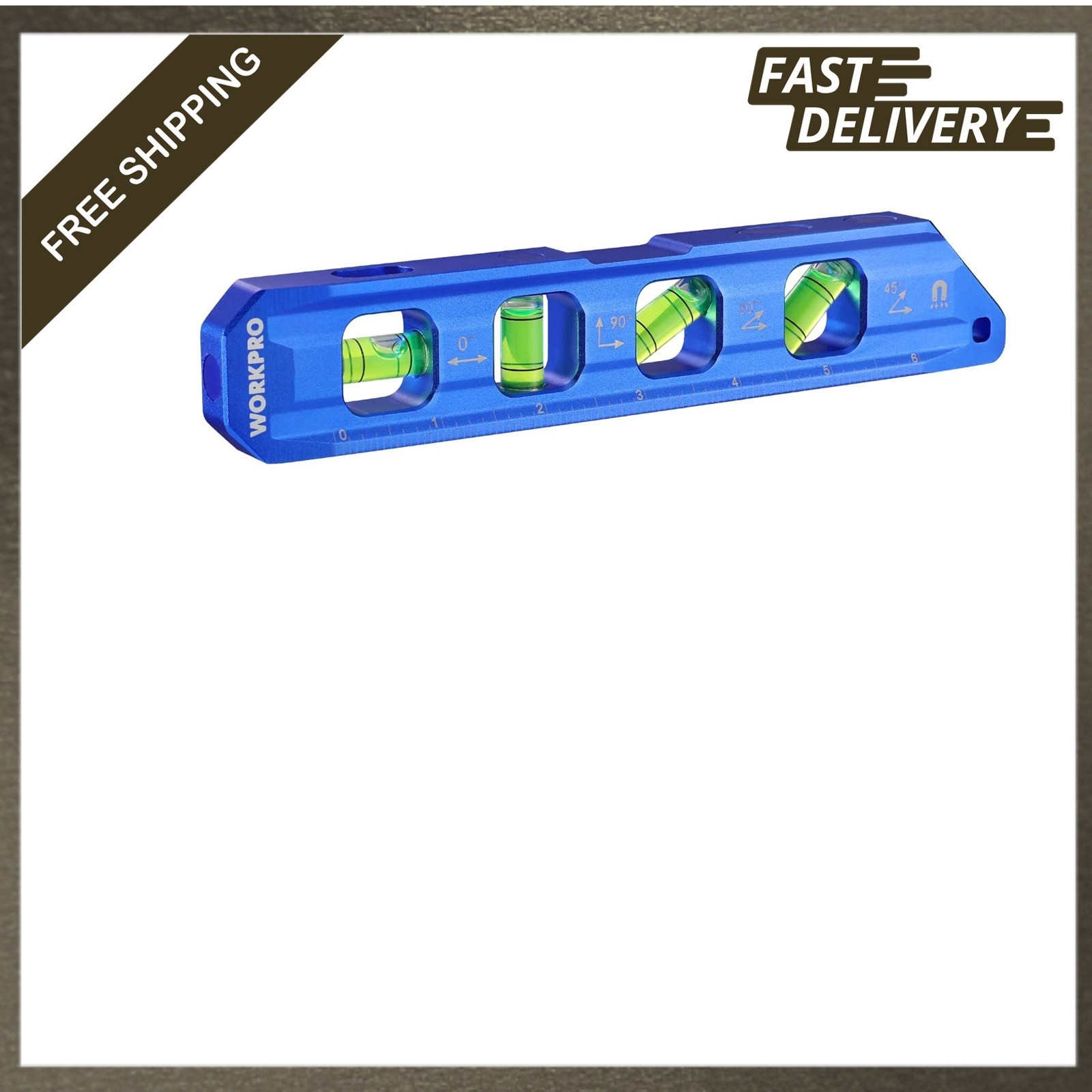 8 Inch Magnetic Torpedo Level Aluminum Alloy Construction with 4 Bubble Vials