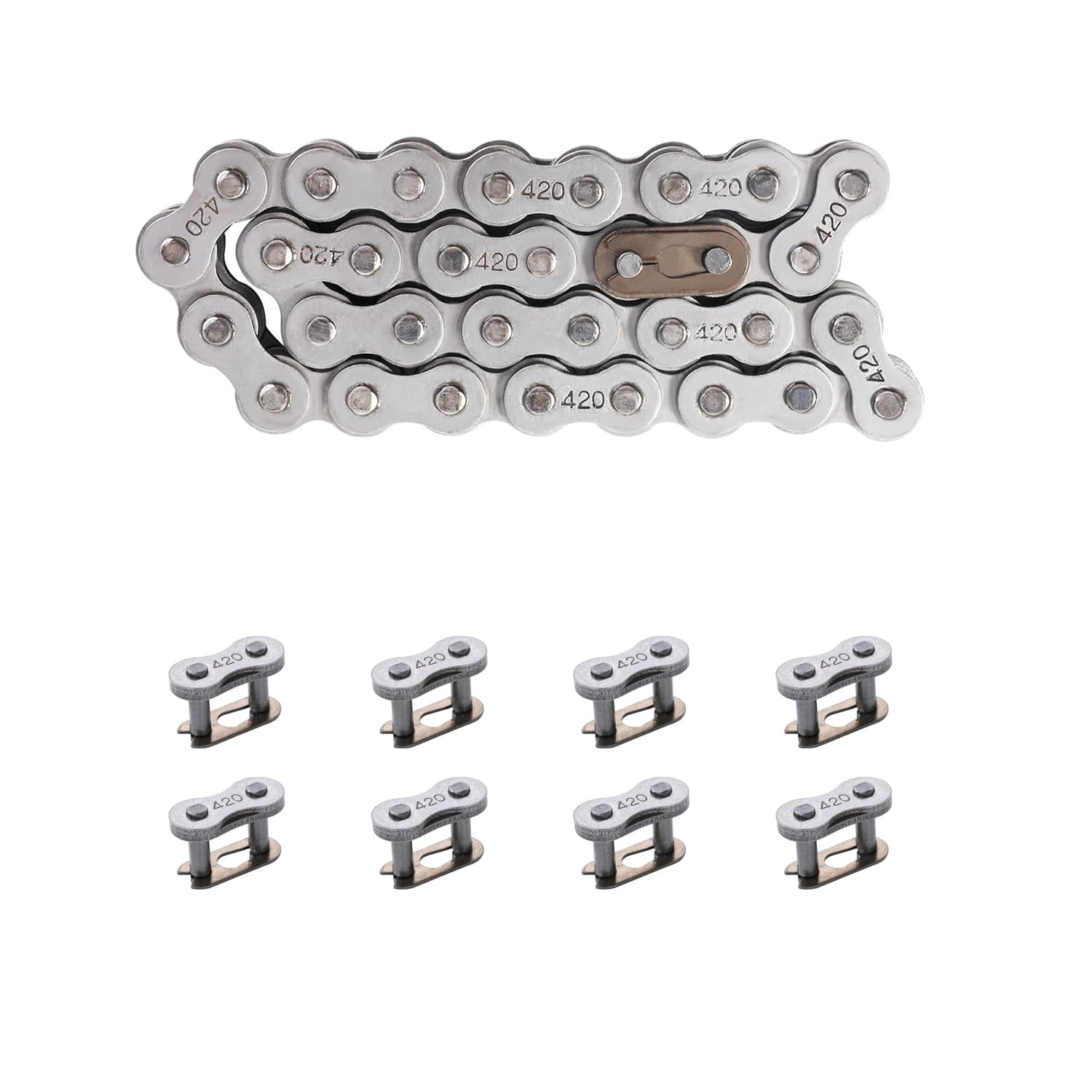 420 Drive Chain 32 Links with 8pcs Master Link for 196cc 6.5HP Coleman Powerspor