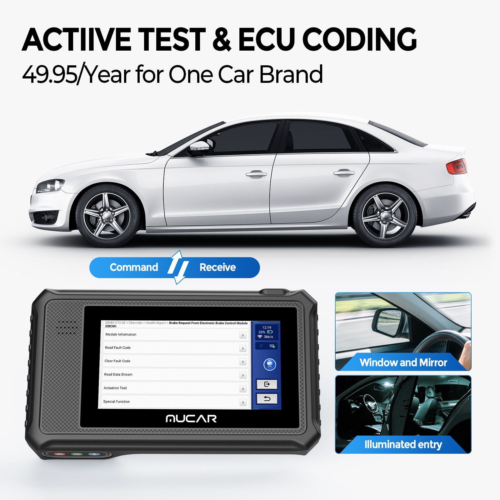 MUCAR OBD2 Scanner Diagnostic Tool All System IMMO Key Cod-ing Reader ABS TPM