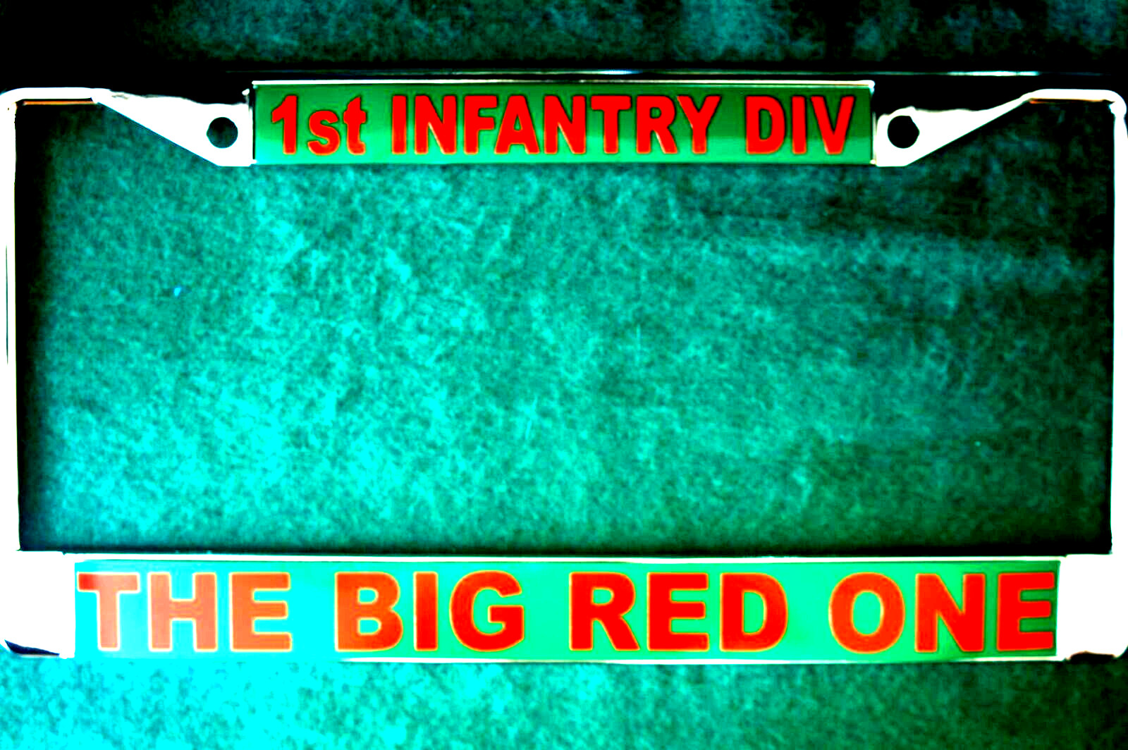 Military License Plate Frame-1st INFANTRY DIVISION/THE BIG RED ONE-Chrome#9897RG